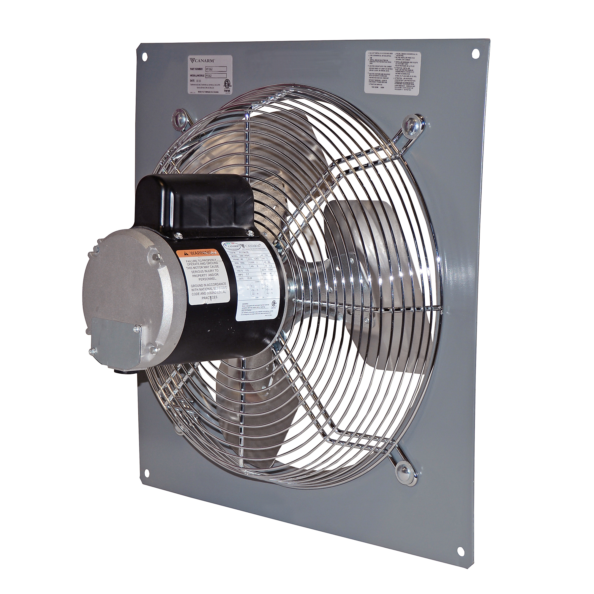 Canarm, P series Exhaust Panel Fan, Drive Type Direct, Fan Diameter 24 in, Air Delivery 5520 cfm, Model# P24-1M